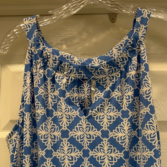 Lulu-B Blue and White Geometric Mini Dress sleeveless like new XL - Picture 4 of 6